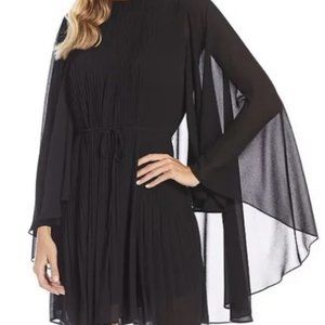 Alex Marie Jordan Long Cape Round Neck Sleeveless Chiffon Dress